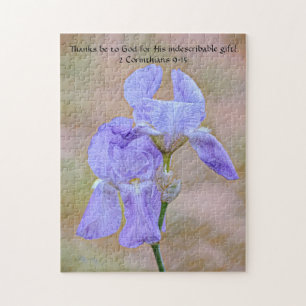 Faith Iris Blue Flower Bible Verse Puzzle