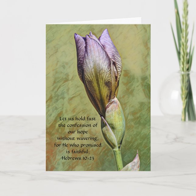 Faith Iris Bud Flower Promise Card (Front)