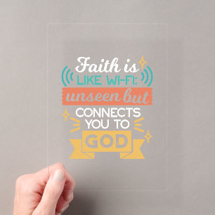 Faith Is Like WiFi Funny Christian Quote Art Acrylic Invitations