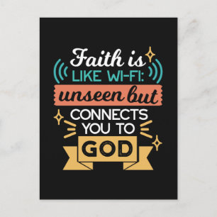 Faith Is Like WiFi Funny Christian Quote Art Announcement Postcard