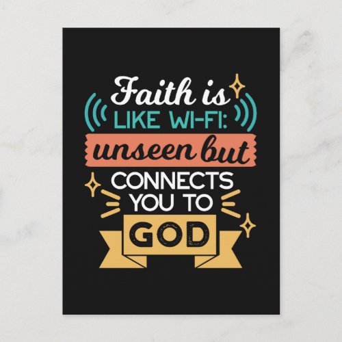 Faith Is Like WiFi Funny Christian Quote Art Announcement Postcard