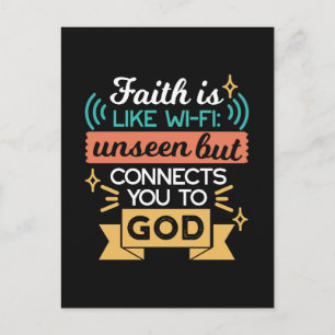 Faith Is Like WiFi Funny Christian Quote Art Postcard