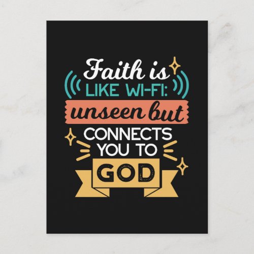 Faith Is Like WiFi Funny Christian Quote Art Postcard