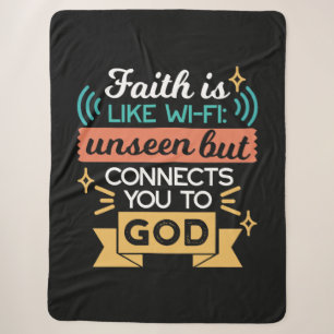 Faith Is Like WiFi Funny Christian Quote Art Sherpa Blanket