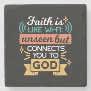 Faith Is Like WiFi Funny Christian Quote Art Stone Coaster