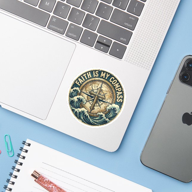 Faith is my Compass  Sticker (Laptop w/ iPhone)