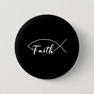 Faith Jesus Ichthus Fish Funny Christian Button