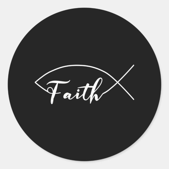 Faith Jesus Ichthus Fish Funny Christian Classic Round Sticker (Front)