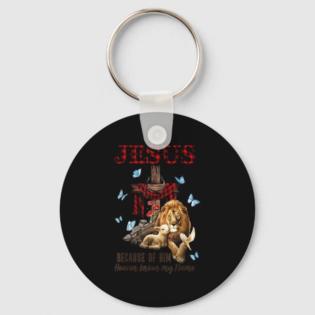 FAITH Jesus Lion Lamb Heaven Know My Name Keychain (Front)