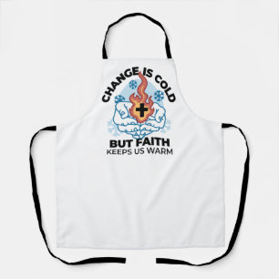 Faith Keeps Us Warm - Uplifting Winter Artwork Apron
