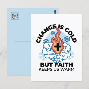 Faith Keeps Us Warm -  Uplifting Winter Artwork Postcard