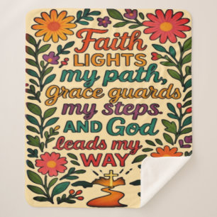  Faith Lights My Path Christian Art - Inspirationa Sherpa Blanket
