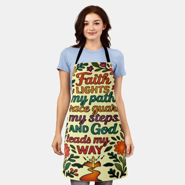 Faith Lights My Path Christian Art - Inspirational Apron (Worn)
