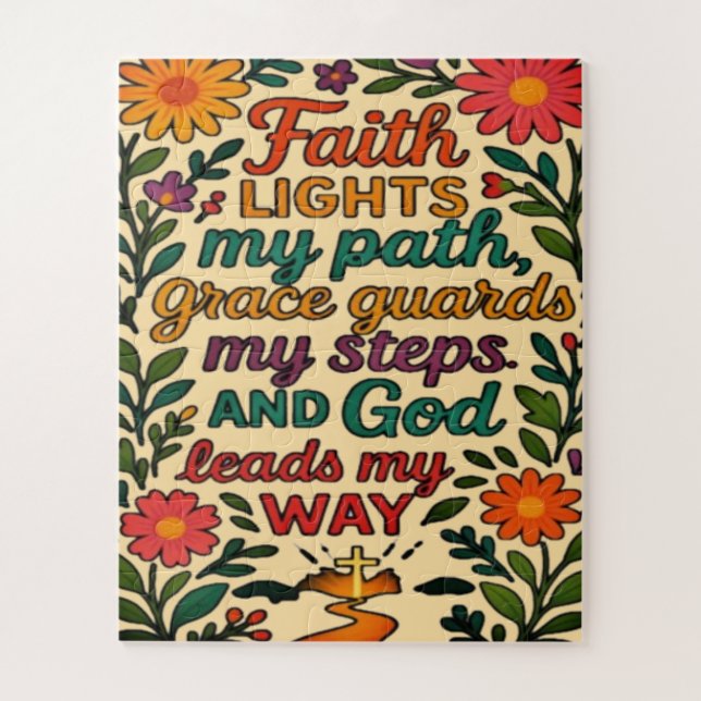 Faith Lights My Path Christian Art - Inspirational Jigsaw Puzzle (Vertical)