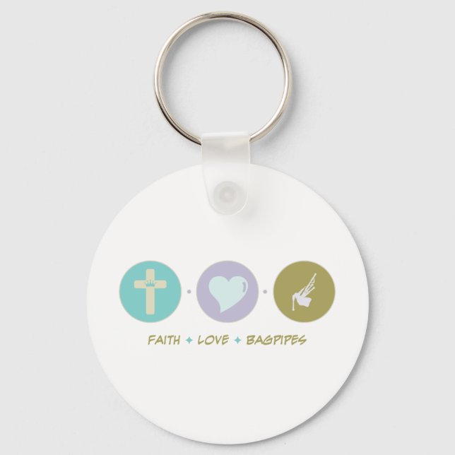 Faith Love Bagpipes Keychain (Front)