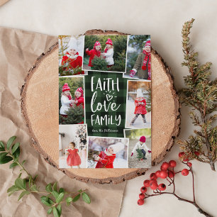 Faith Love Family Multi Photo Collage Holiday Card