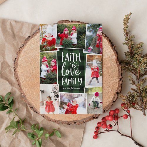 Faith Love Family  Multi Photo Collage Holiday Card