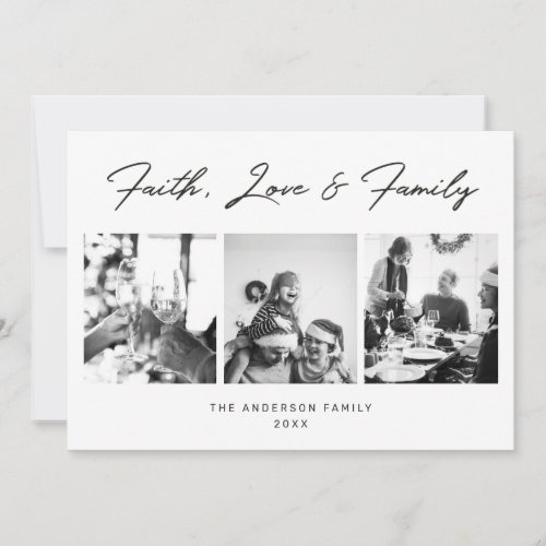 Faith Love Family Script Religious Christmas Holiday Card