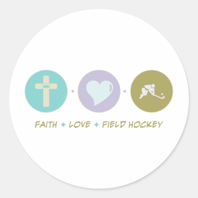 Faith Love Field Hockey Classic Round Sticker (Front)
