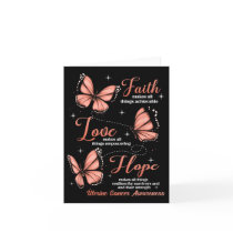 Faith Love Hope Butterfly Uterine Cancer Awareness Card