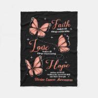 Faith Love Hope Butterfly Uterine Cancer Awareness