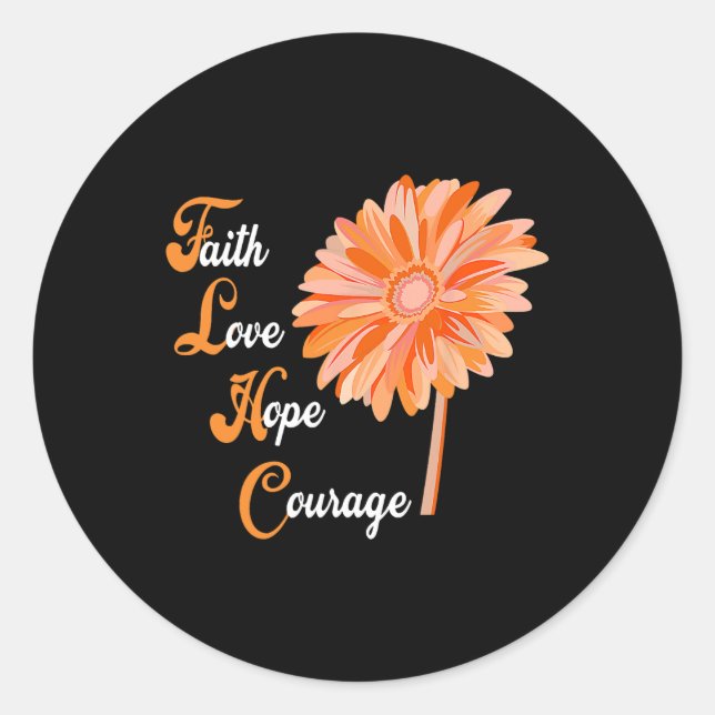 Faith Love Hope Courage Aml Leukemia Awareness  Classic Round Sticker (Front)