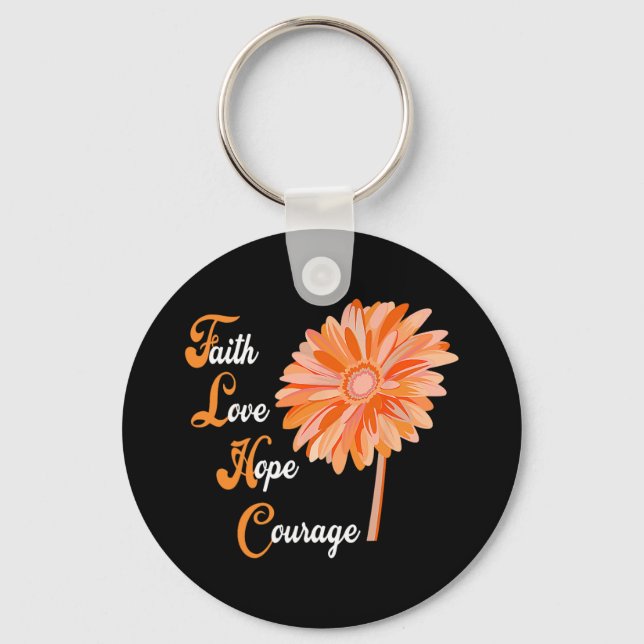Faith Love Hope Courage Aml Leukemia Awareness  Keychain (Front)