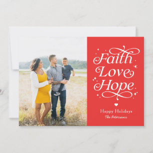 Faith Love Hope EDITABLE COLOR Holiday Photo Card