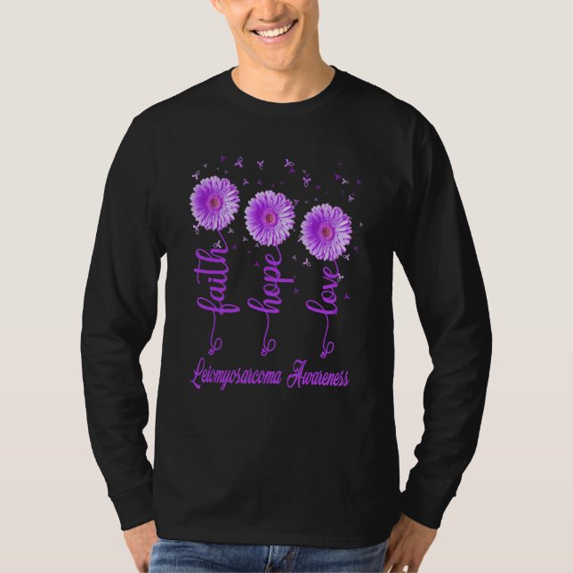 Faith Love Hope Leiomyosarcoma Awareness Purple Da T-Shirt (Front)