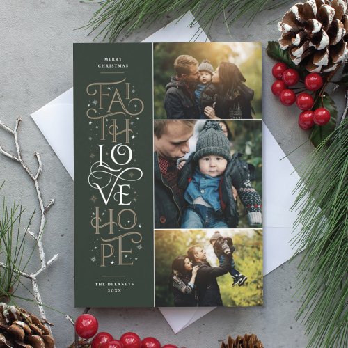 Faith Love Hope Multi Photo Holiday Card