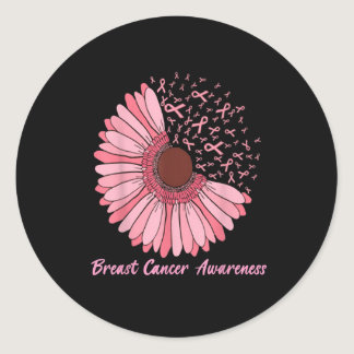 Faith Love Hope Pink daisy Flower Breast Cancer Aw Classic Round Sticker