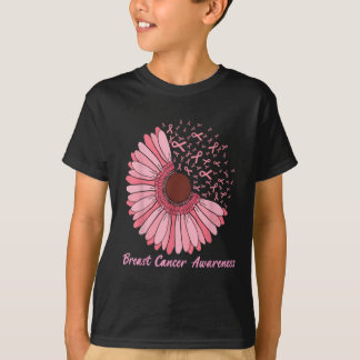 Faith Love Hope Pink daisy Flower Breast Cancer Aw T-Shirt