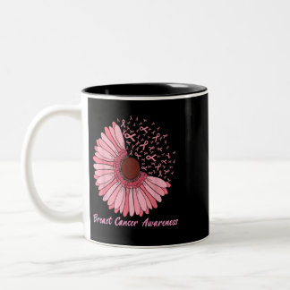 Faith Love Hope Pink daisy Flower Breast Cancer Aw Two-Tone Coffee Mug