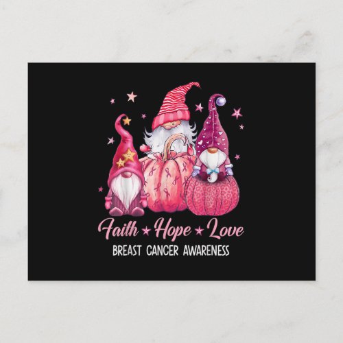 Faith Love Hope Pink Gnome Pumpkin Breast Cancer A Postcard