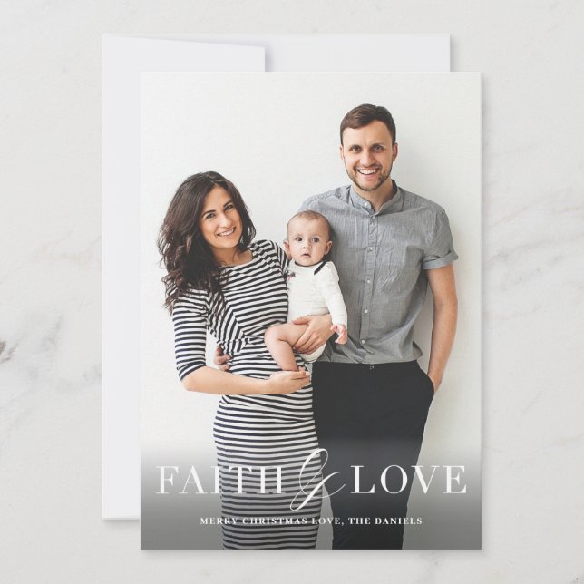 Faith & love religious photo Christmas card (Front)