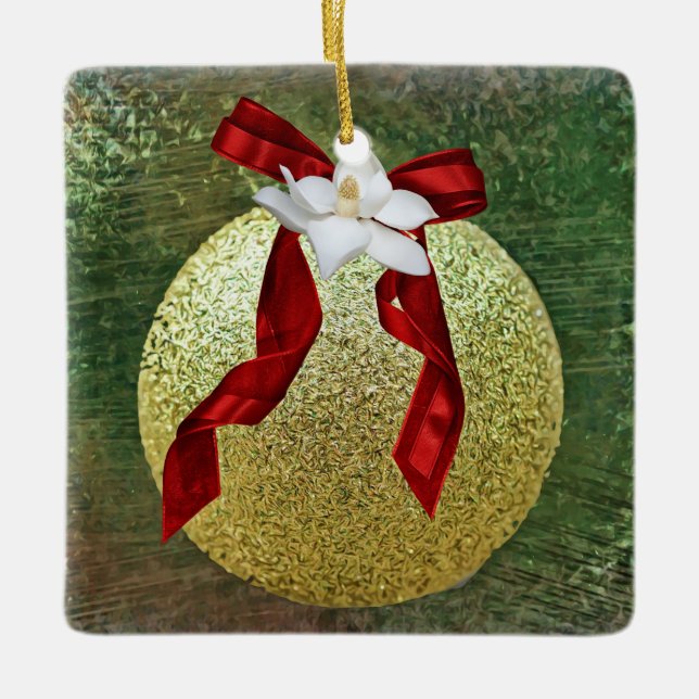 Faith Magnolia Flower Christmas Ornament (Front)
