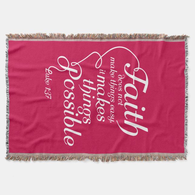 Faith Makes Possible - white Throw Blanket (Front)