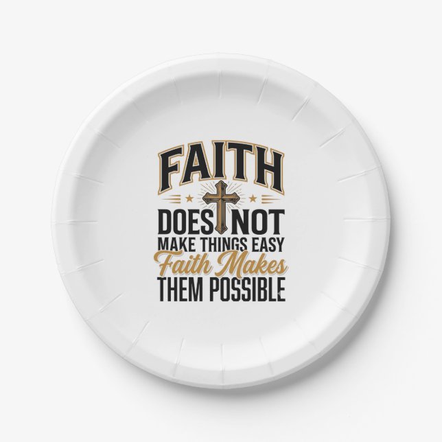 Faith Makes Them Possible Christian Typography Des Paper Plates (Front)