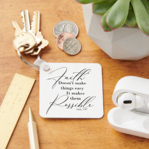 Faith makes things possible monogram keychain