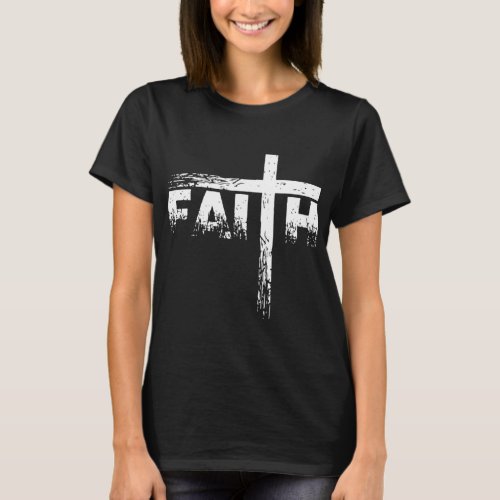 Faith Mens Christian Cross Faith Distressed Relig T_Shirt