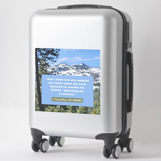 Faith Message - Bible - 1 Timothy 1-12 - Vinyl Sticker (Suitcase)