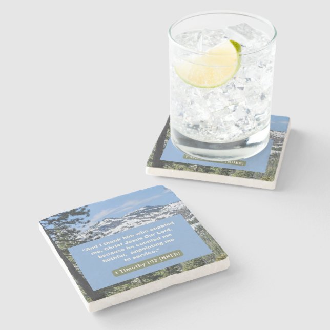 Faith Message - Bible Verse - 1 Timothy 1-12 -  Stone Coaster (Side)