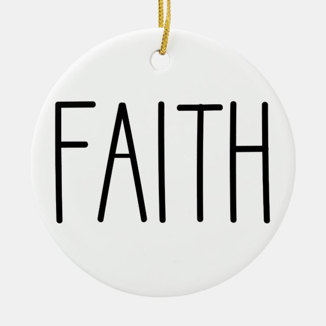 FAITH - Minimal Round Christmas Ornament (Front)