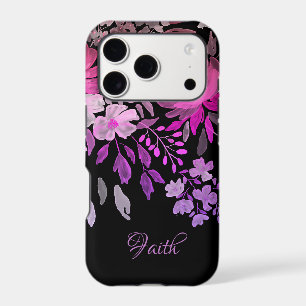 Faith Modern Feminine Pink Purple Floral Black iPhone 17 Pro Case