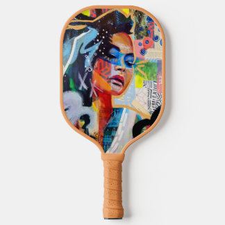 Faith Monogram Initial Red Florals Pickleball Paddle