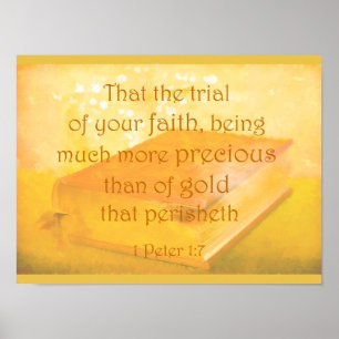 Faith More Precious than Gold Bible Scripture Poster