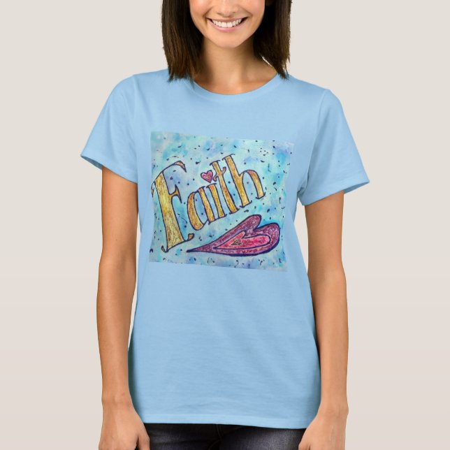 Faith Motivational Word T-shirt Art Painting (Front)