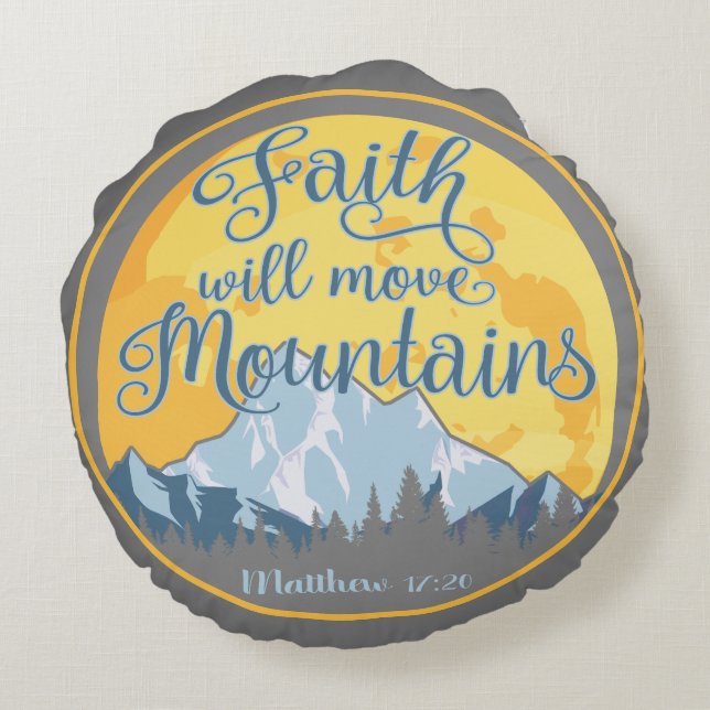 Faith Mountains Christian Design Round Pillow (Back)