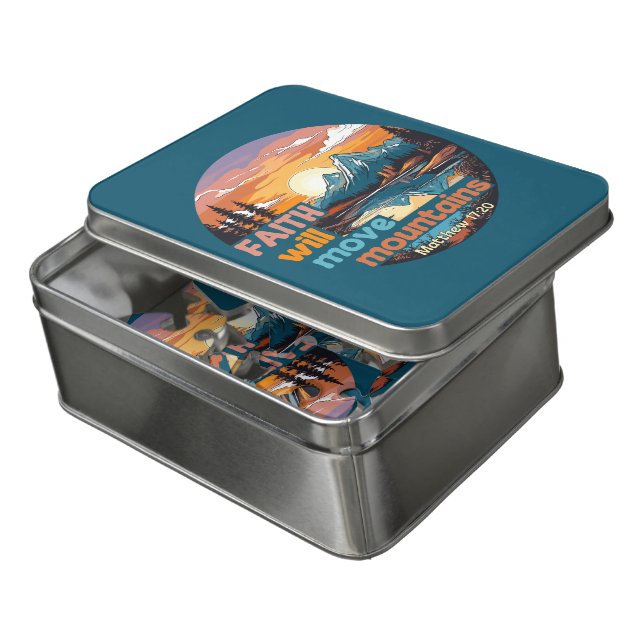 Faith Move Mountains Christian Design Jigsaw Puzzle (Lid Open)