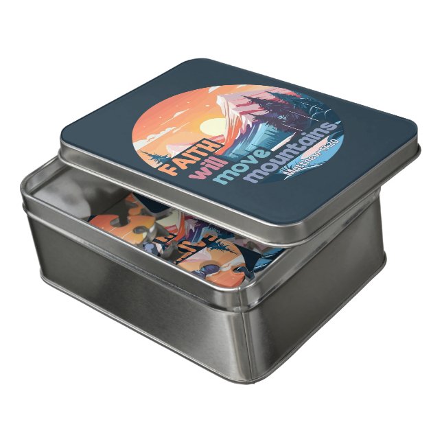 Faith Move Mountains Christian Design Jigsaw Puzzle (Lid Open)